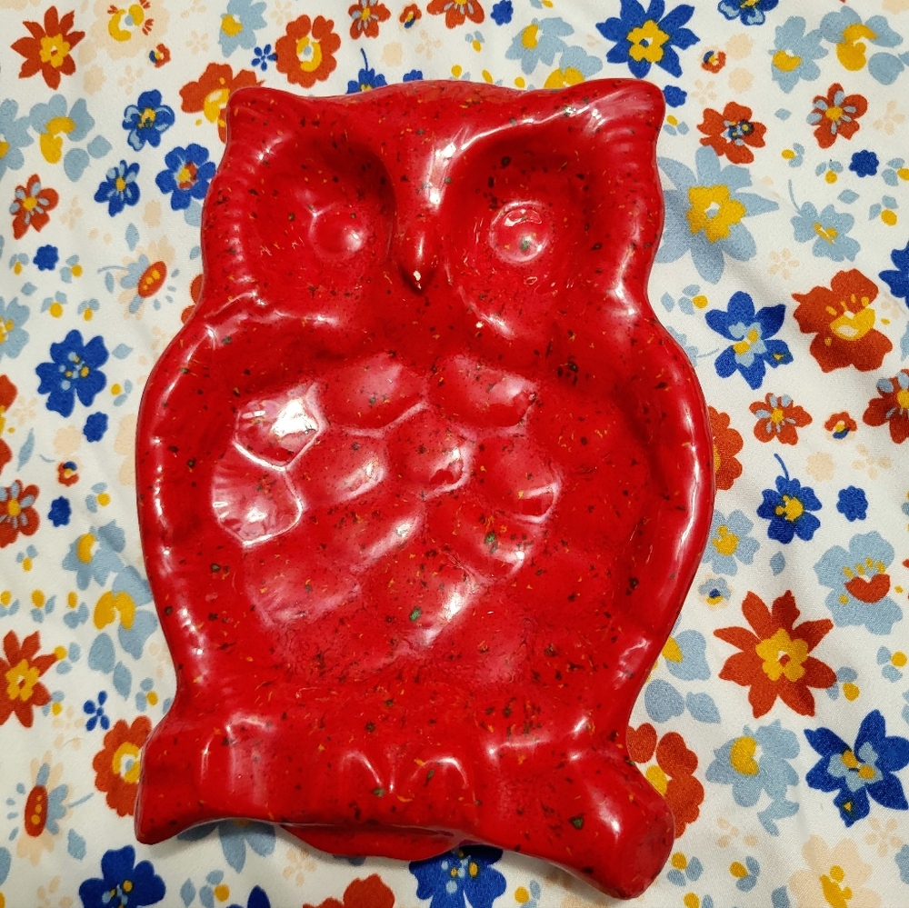 Vintage Owl Ceramic Spoon Rest/Trinket Dish